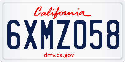 CA license plate 6XMZ058