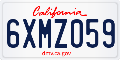 CA license plate 6XMZ059