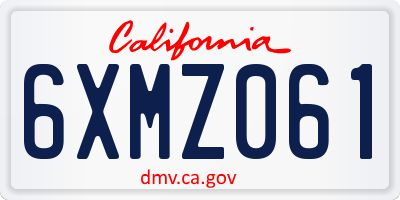 CA license plate 6XMZ061