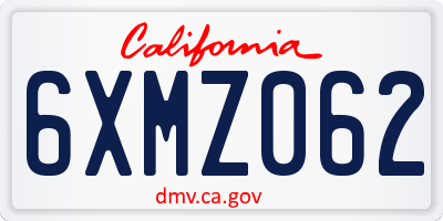 CA license plate 6XMZ062