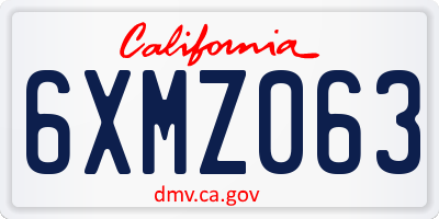 CA license plate 6XMZ063