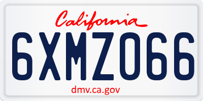 CA license plate 6XMZ066