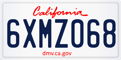 CA license plate 6XMZ068