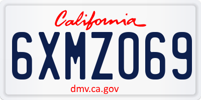 CA license plate 6XMZ069