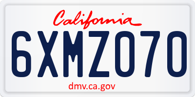 CA license plate 6XMZ070