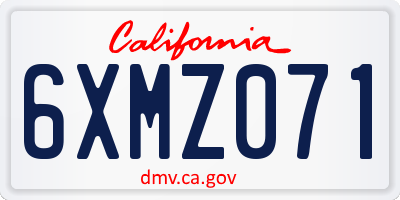 CA license plate 6XMZ071