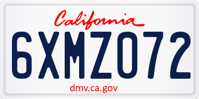 CA license plate 6XMZ072