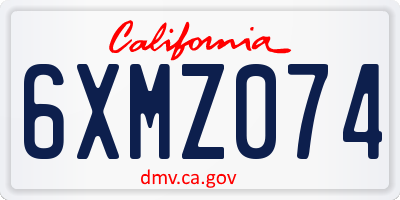 CA license plate 6XMZ074