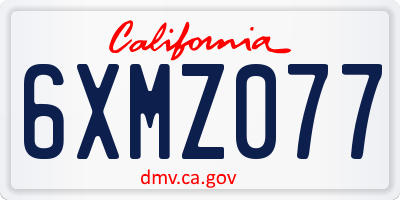 CA license plate 6XMZ077