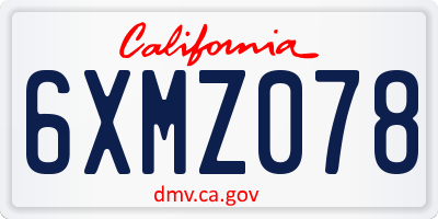 CA license plate 6XMZ078