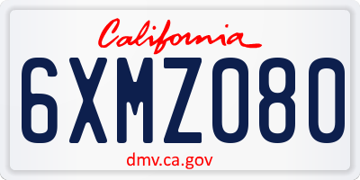 CA license plate 6XMZ080