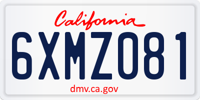 CA license plate 6XMZ081