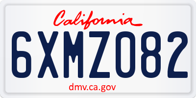 CA license plate 6XMZ082
