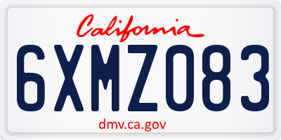 CA license plate 6XMZ083