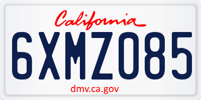CA license plate 6XMZ085