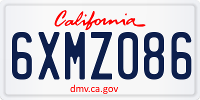 CA license plate 6XMZ086