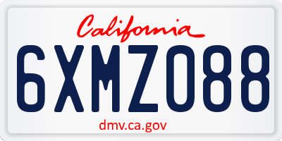 CA license plate 6XMZ088