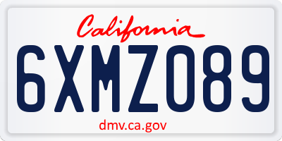 CA license plate 6XMZ089