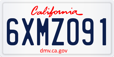 CA license plate 6XMZ091