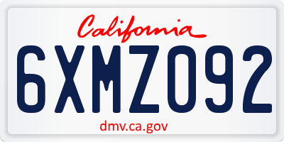 CA license plate 6XMZ092