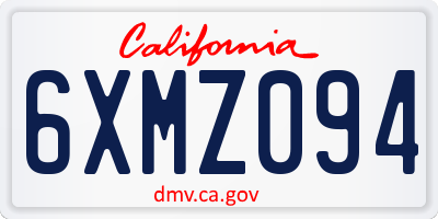 CA license plate 6XMZ094