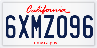 CA license plate 6XMZ096