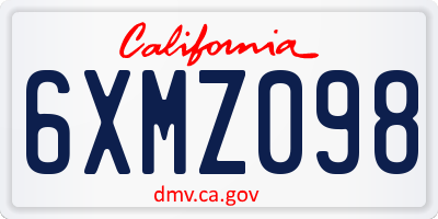 CA license plate 6XMZ098