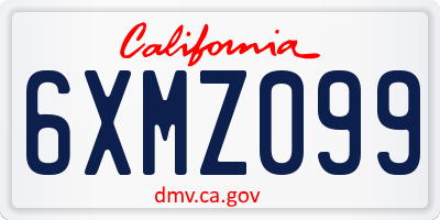CA license plate 6XMZ099