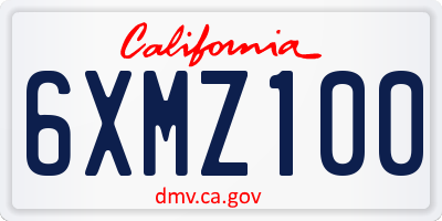 CA license plate 6XMZ100