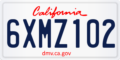 CA license plate 6XMZ102