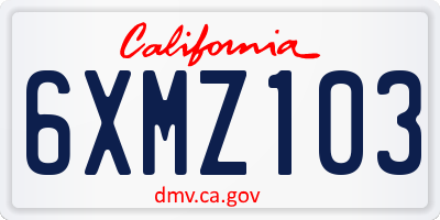CA license plate 6XMZ103