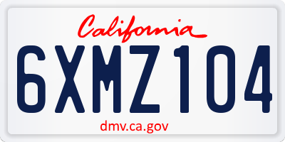CA license plate 6XMZ104