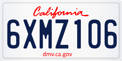 CA license plate 6XMZ106