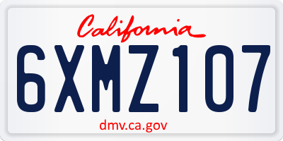 CA license plate 6XMZ107