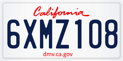 CA license plate 6XMZ108