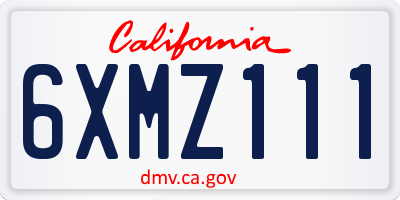 CA license plate 6XMZ111