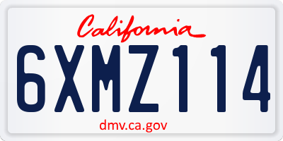 CA license plate 6XMZ114