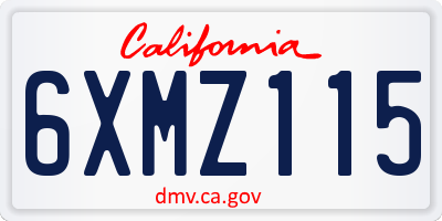 CA license plate 6XMZ115