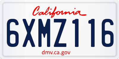 CA license plate 6XMZ116
