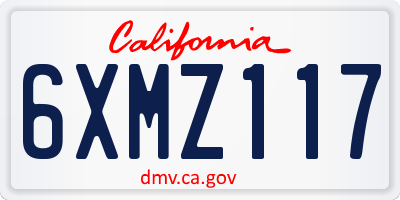 CA license plate 6XMZ117