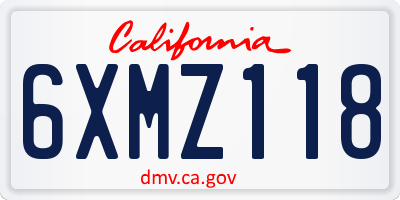 CA license plate 6XMZ118