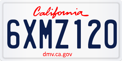 CA license plate 6XMZ120