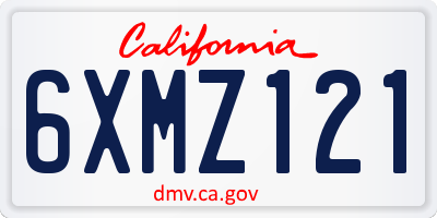 CA license plate 6XMZ121