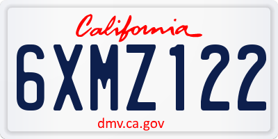 CA license plate 6XMZ122