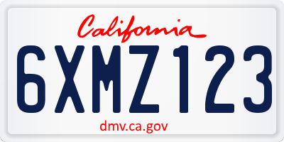 CA license plate 6XMZ123