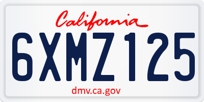 CA license plate 6XMZ125