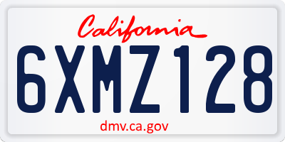 CA license plate 6XMZ128