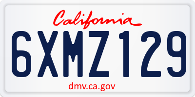 CA license plate 6XMZ129