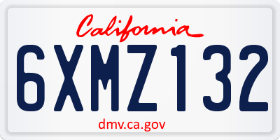 CA license plate 6XMZ132