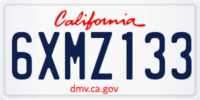 CA license plate 6XMZ133